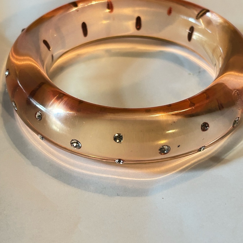 Vintage Rose Lucite Bracelet with Crystal Details